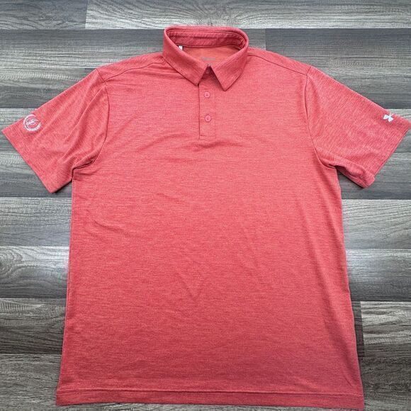 Under Armour Golf The Playoff Polo Shirt Fire Orange  Size M Stretch‎ Preppy - Picture 1 of 8